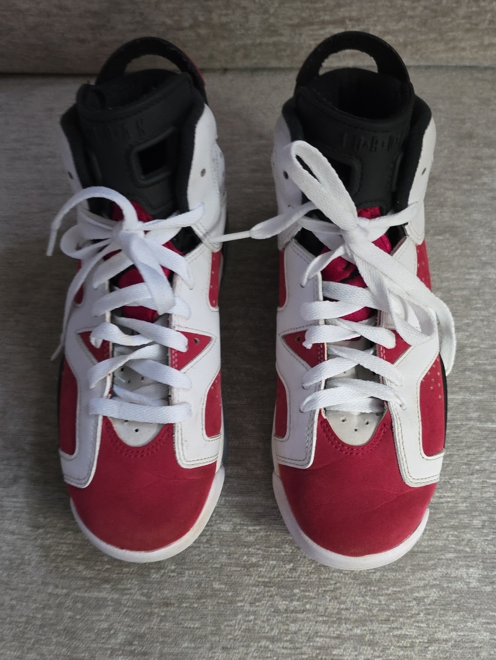 Red and White AIR JORDAN'S 6 RETR0 High-Top Sneakers Youth Size 4.5